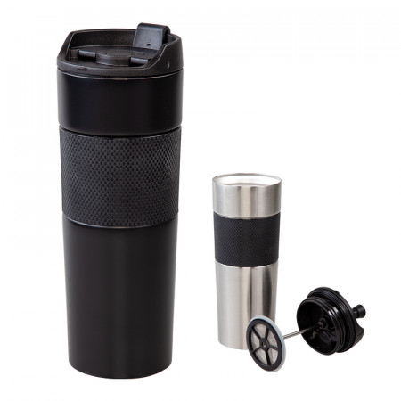 5312 Siyah  French Press Çelik Termos / 450 Ml