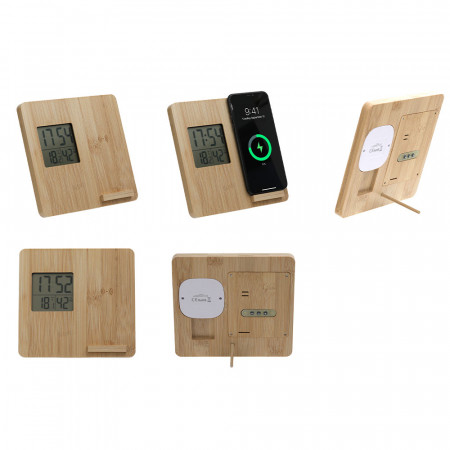 Masaüstü Bambu Saat Wireless Mobil Şarj Cihazı Masaüstü Bambu Saat Wireless Mobil Şarj Cihazı