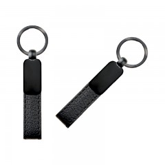 2409 Siyah Çift Taraflı Metal Suni̇ Deri̇ Anahtarlık