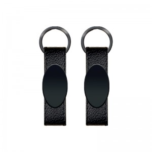 2403 Siyah Çift Taraflı Metal Suni̇ Deri̇ Anahtarlık