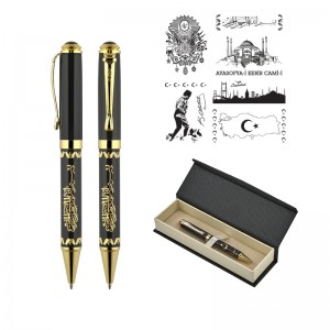 685-KT Ayasofya Kabartma Figürlü Metal Tükenmez Kalem Seti