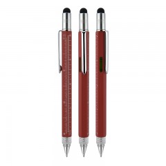 652 Kırmızı Metal Su Terazili - Tornavidalı Touchpen Kalem