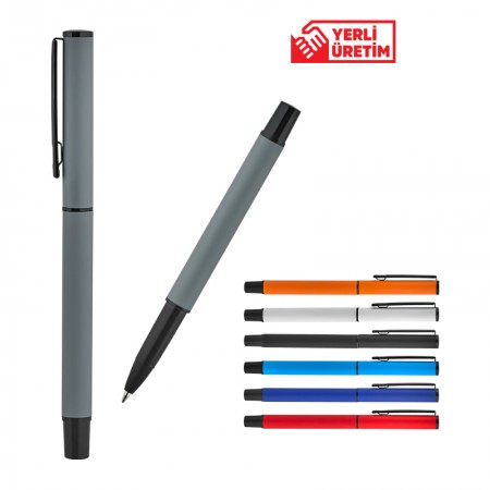 2025 BELEK Gri Metal Roller Süper Jel Refil Kalem