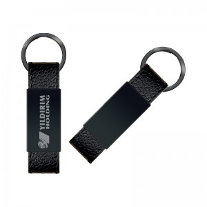 2408 Siyah Çift Taraflı Metal Suni̇ Deri̇ Anahtarlık