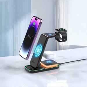 4210 Siyah 3'ü 1 Arada Kablosuz Şarj Cihazı