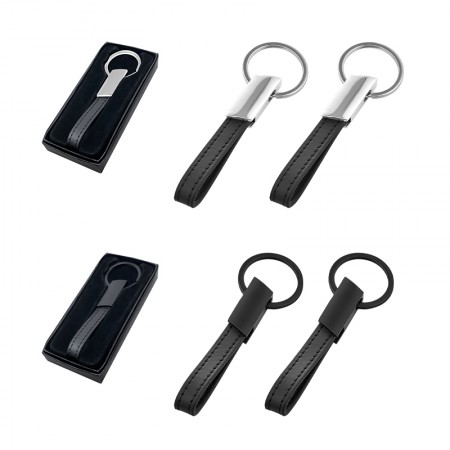 2228 Silver - Siyah Çift Taraflı Metal Anahtarlık