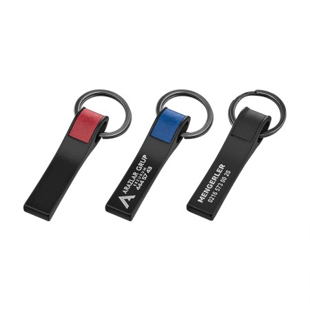 2396 Lacivert Çift Taraflı Metal Suni̇ Deri̇ Anahtarlık