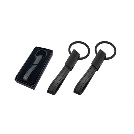 2228 Siyah Çift Taraflı Metal Anahtarlık