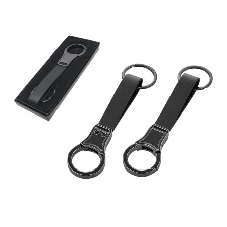 2121 Siyah Tek Taraflı Metal Suni̇ Deri̇ Anahtarlık