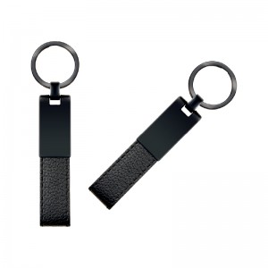 2407 Siyah Çift Taraflı Metal Suni̇ Deri̇ Anahtarlık