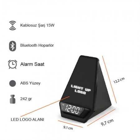 Işıklı Logo Hoparlörlü Kablosuz Șarj Standı