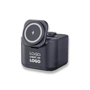 Işıklı Logo Hoparlörlü Magsafe Şarj Standı (Telefon, Kulaklık, Saat)
