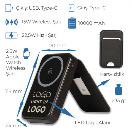 Işıklı Logo Magsafe 10000 mAh