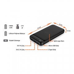 Işıklı Logo Powerbank 10000 mAh